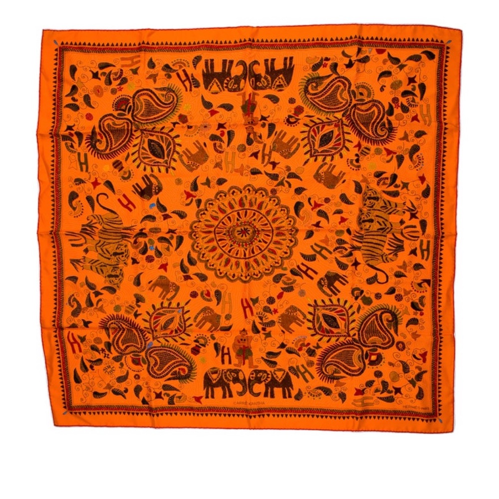 Hermes carre kantha silk scarf